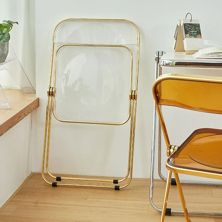 Sedie da pranzo singole pieghevoli senza braccioli Sedia da pranzo laterale con schienale aperto e gambe metallo Clearhalo