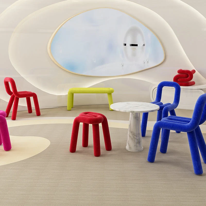 Sedie da pranzo stile designer con schienale velluto e finitura opaca, con schienale aperto, per la casa Clearhalo
