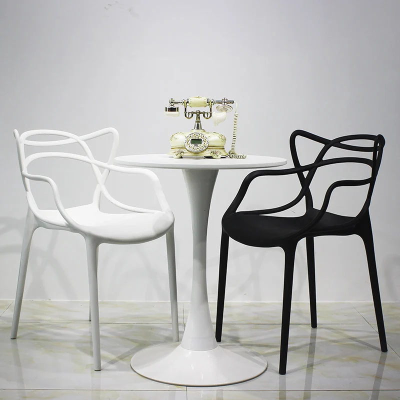 Sedie da pranzo stile glamour Sedie laterali da cucina plastica con braccioli (set di 4) Clearhalo