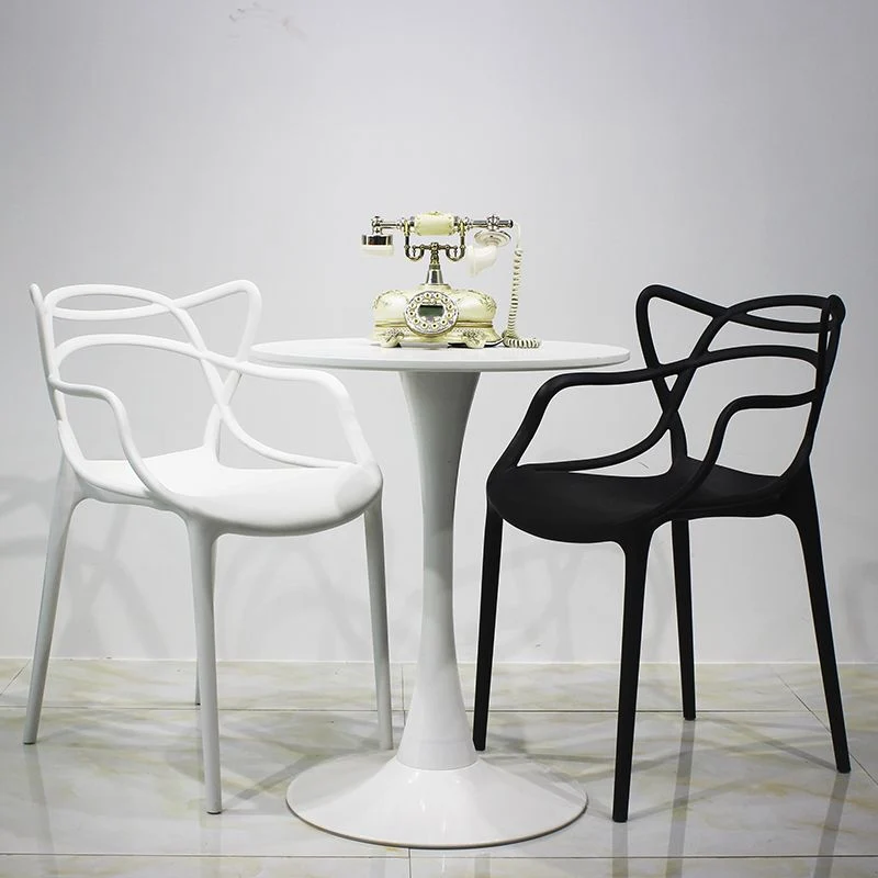 Sedie da pranzo stile glamour Sedie laterali da cucina plastica con braccioli (set di 4) Clearhalo