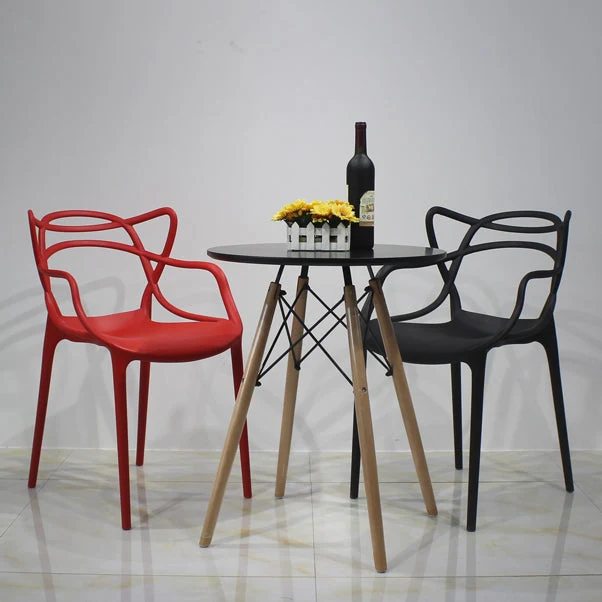 Sedie da pranzo stile glamour Sedie laterali da cucina plastica con braccioli (set di 4) Clearhalo