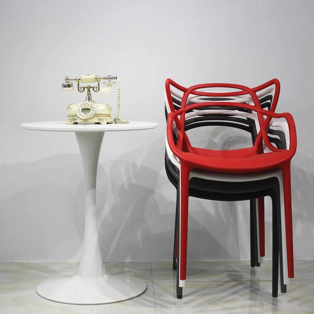 Sedie da pranzo stile glamour Sedie laterali da cucina plastica con braccioli (set di 4) Clearhalo