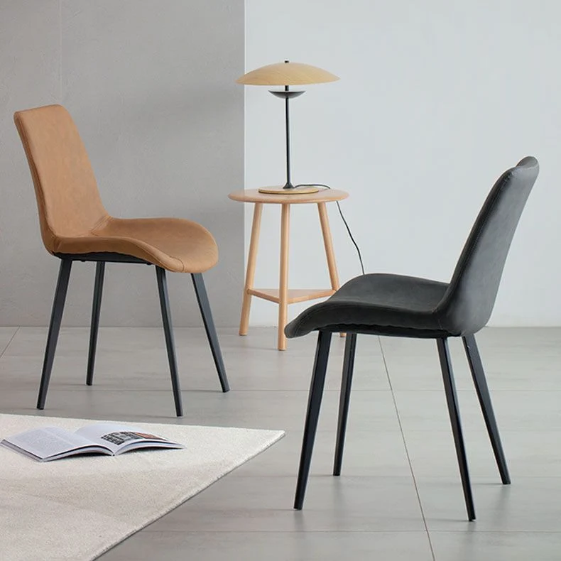 Sedie da pranzo stile moderno Sedia singola senza braccioli con gambe metallo Clearhalo