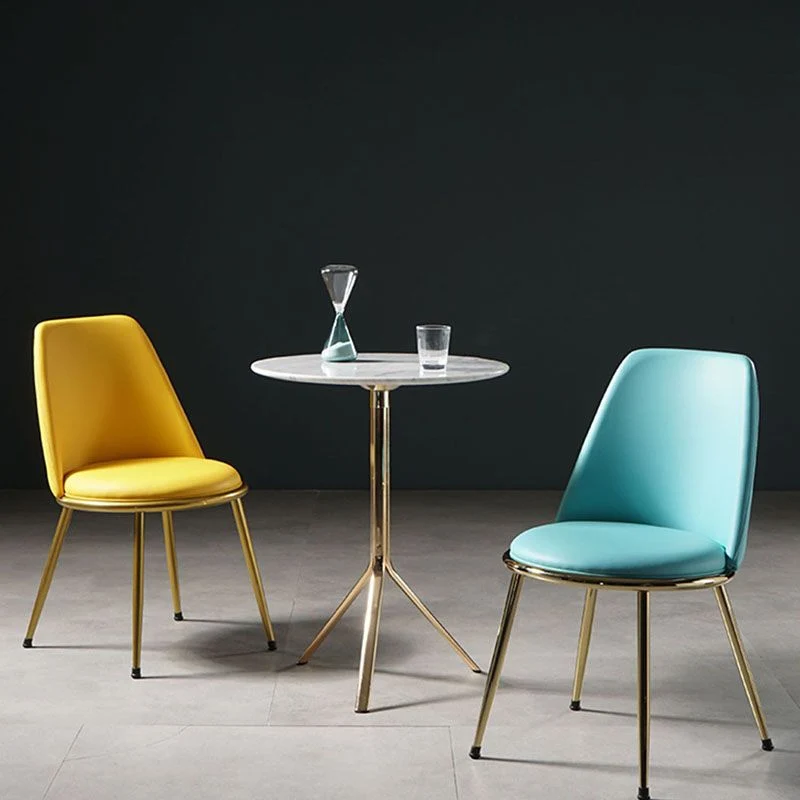 Sedie da pranzo stile nordico Sedia da cucina senza braccioli con gambe metallo Clearhalo