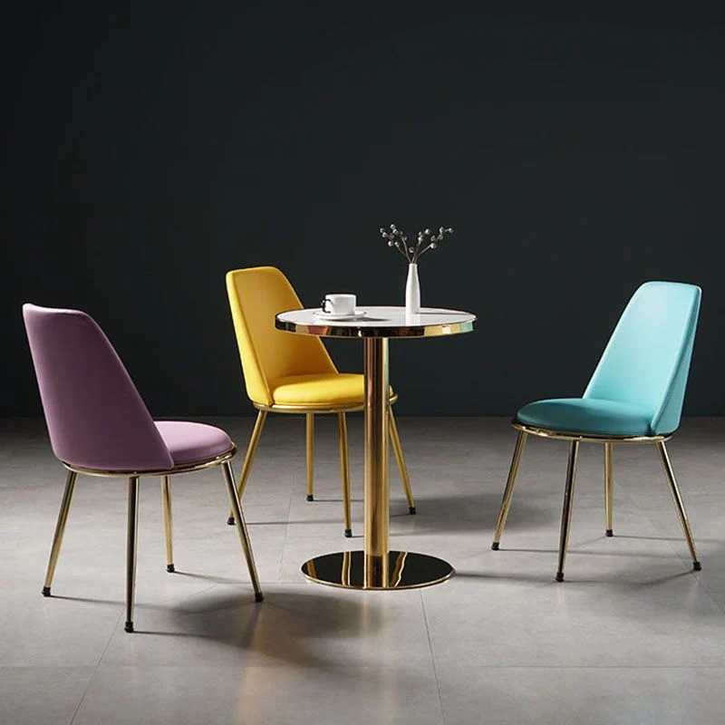 Sedie da pranzo stile nordico Sedia da cucina senza braccioli con gambe metallo Clearhalo