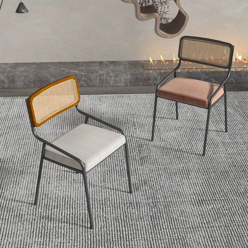 Sedie da pranzo tessuto di lino stile industriale Sedie laterali da pranzo con schienale aperto Clearhalo