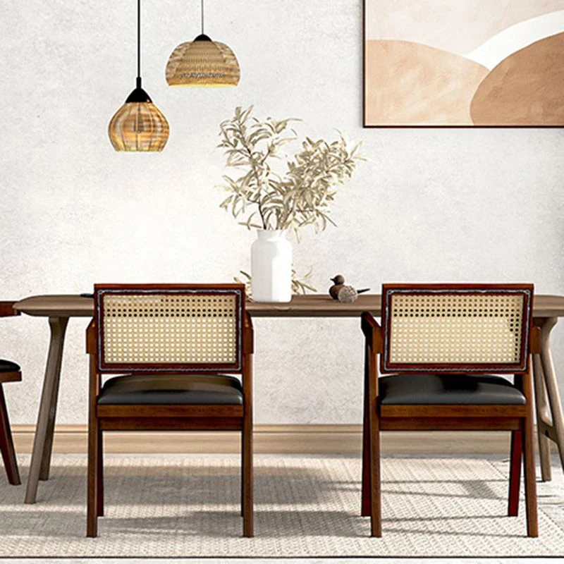 Sedie da pranzo tradizionali da cucina Sedie da pranzo con braccioli legno di gomma Clearhalo