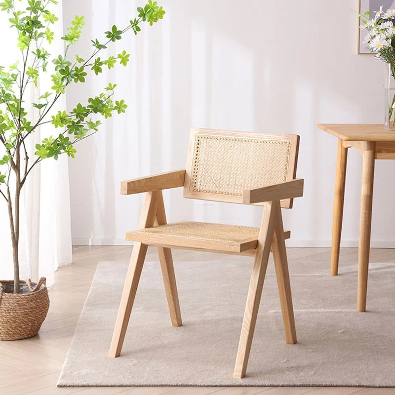 Sedie da pranzo vimini dal design moderno per sedie laterali con schienale aperto e braccioli domestici Clearhalo