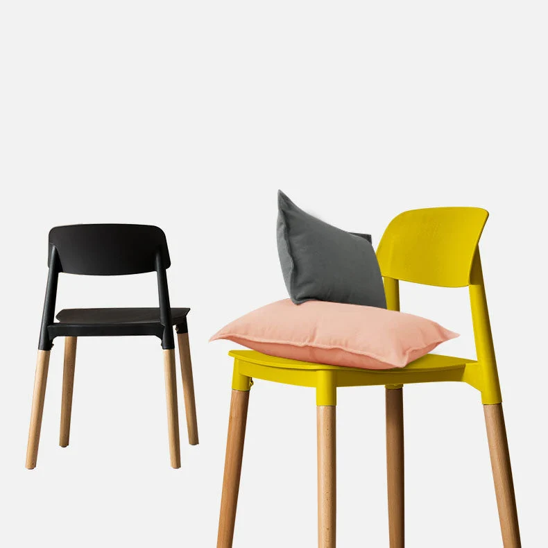 Sedie da sala da pranzo contemporanee legno Sedia da pranzo laterale con schienale aperto (set di 4) Clearhalo