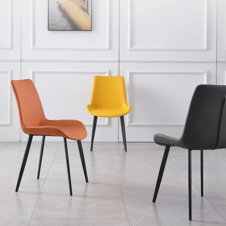 Sedie da sala da pranzo contemporanee metallo Sedie laterali imbottite senza braccioli (set di 2) Clearhalo