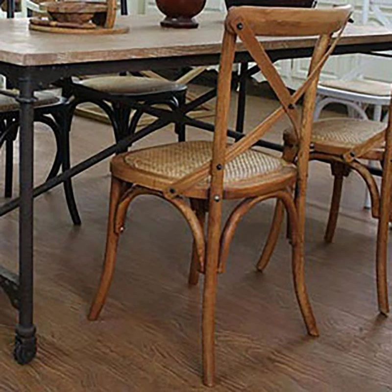 Sedie da sala da pranzo legno per fattorie Sedie senza braccioli sul lato posteriore incrociato per uso ristorante Clearhalo