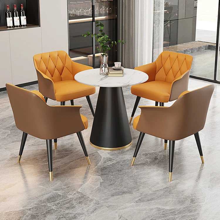 Sedie da sala da pranzo metallo glamour Poltrona da pranzo ecopelle per uso domestico Clearhalo