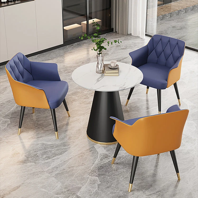 Sedie da sala da pranzo metallo glamour Poltrona da pranzo ecopelle per uso domestico Clearhalo