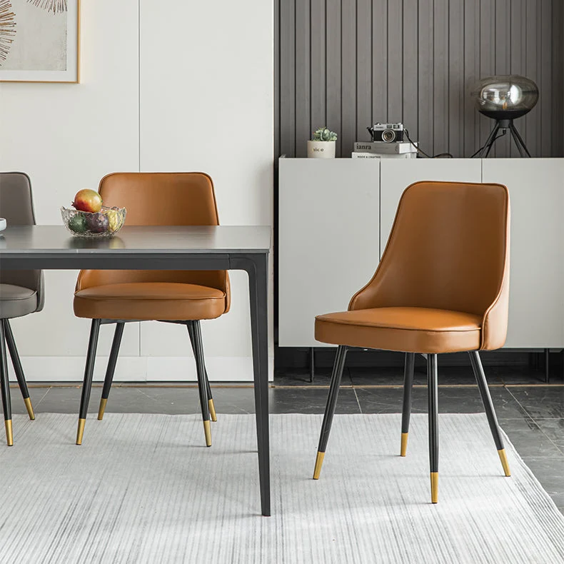 Sedie da sala da pranzo metallo glamour Sedia Parsons da pranzo ecopelle senza braccioli per uso ristorante Clearhalo