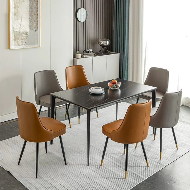 Sedie da sala da pranzo metallo glamour Sedia Parsons da pranzo ecopelle senza braccioli per uso ristorante Clearhalo