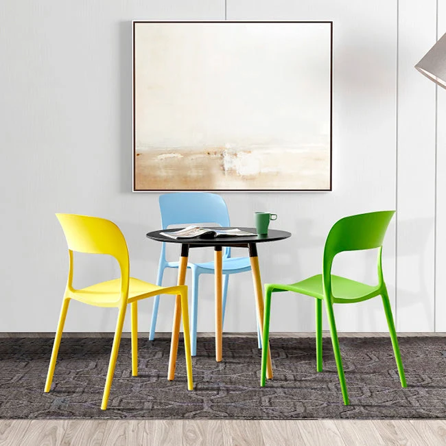 Sedie da sala da pranzo plastica contemporanea Sedia laterale da pranzo con schienale aperto per uso ristorante Clearhalo