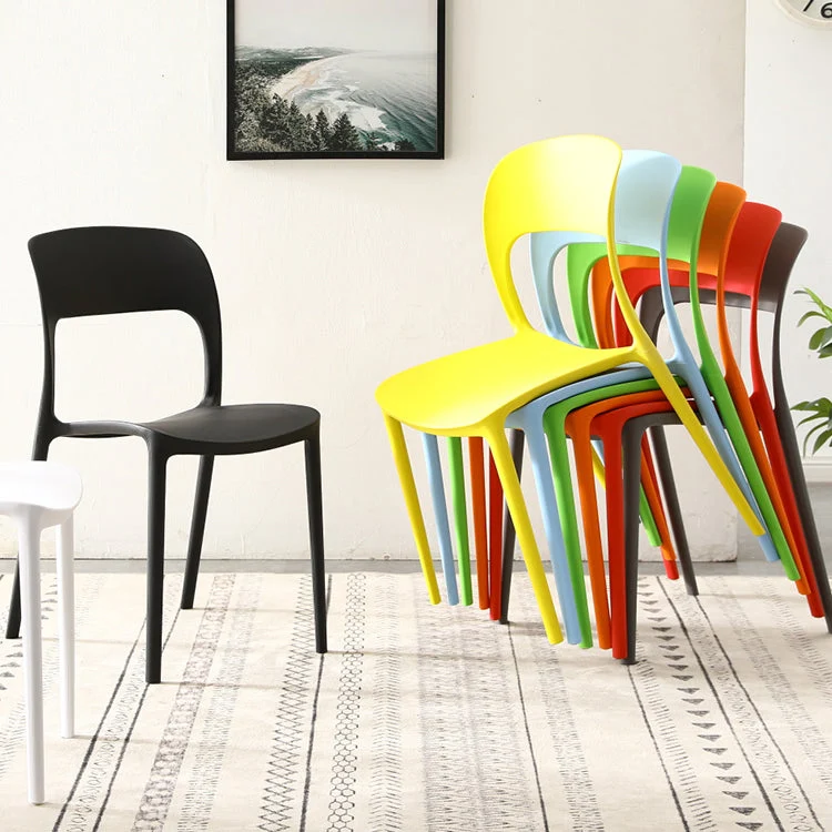 Sedie da sala da pranzo plastica contemporanea Sedia laterale da pranzo con schienale aperto per uso ristorante Clearhalo