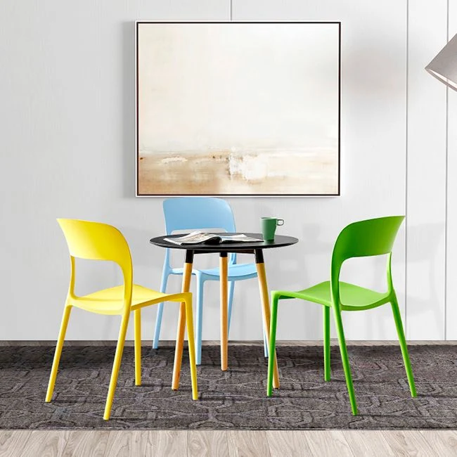 Sedie da sala da pranzo plastica contemporanea Sedia laterale da pranzo con schienale aperto per uso ristorante Clearhalo