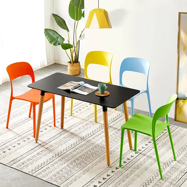 Sedie da sala da pranzo plastica contemporanea Sedia laterale da pranzo con schienale aperto per uso ristorante Clearhalo