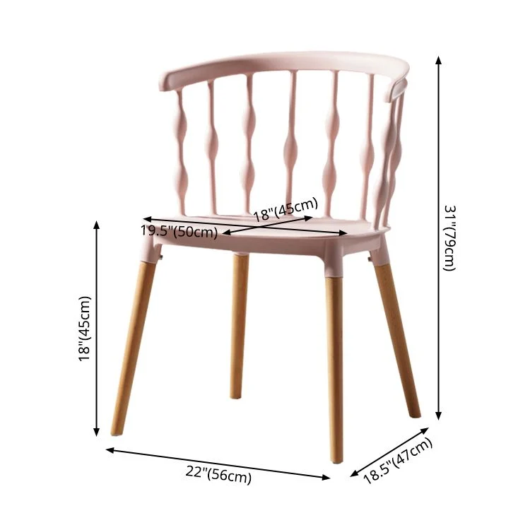 Sedie da sala da pranzo stile moderno Sedie plastica senza braccioli con gambe legno Clearhalo