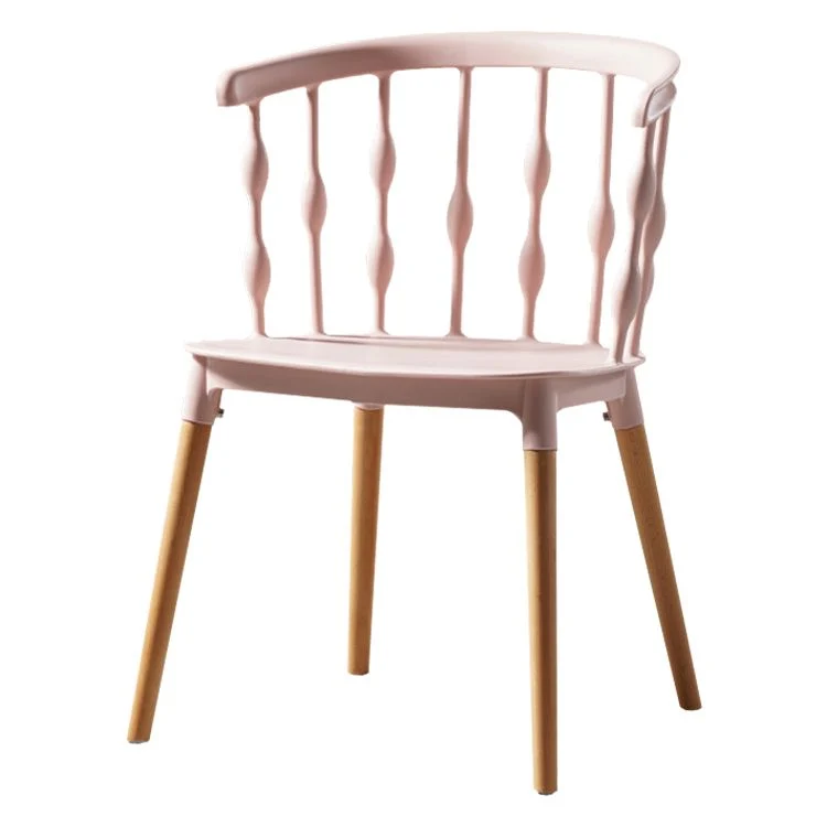 Sedie da sala da pranzo stile moderno Sedie plastica senza braccioli con gambe legno Clearhalo