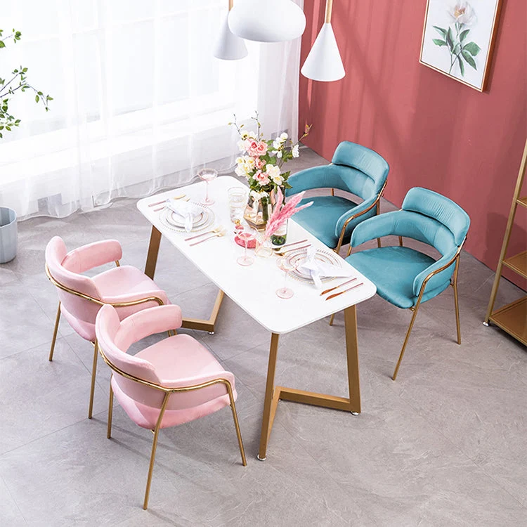 Sedie da sala da pranzo velluto glamour Sedia laterale da pranzo con schienale aperto per uso ristorante Clearhalo