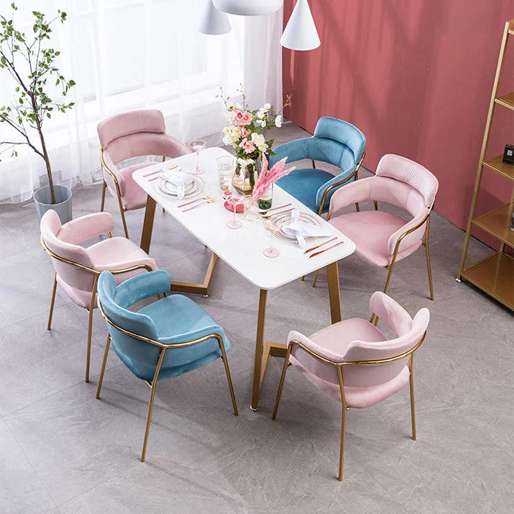 Sedie da sala da pranzo velluto glamour Sedia laterale da pranzo con schienale aperto per uso ristorante Clearhalo