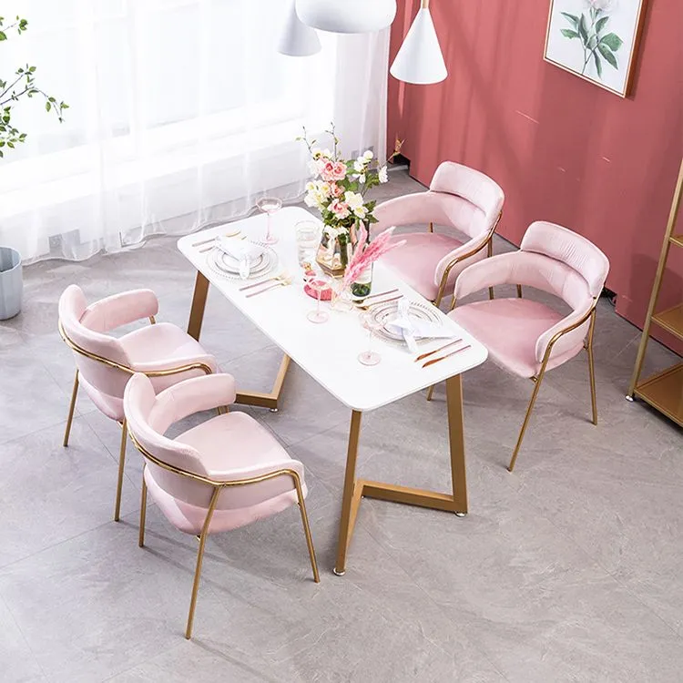 Sedie da sala da pranzo velluto glamour Sedia laterale da pranzo con schienale aperto per uso ristorante Clearhalo
