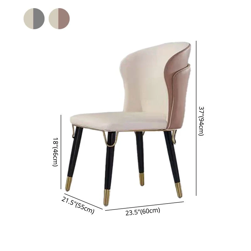 Sedie scandinave con schienale massiccio senza braccioli Sedie da pranzo pelle per cucina Clearhalo