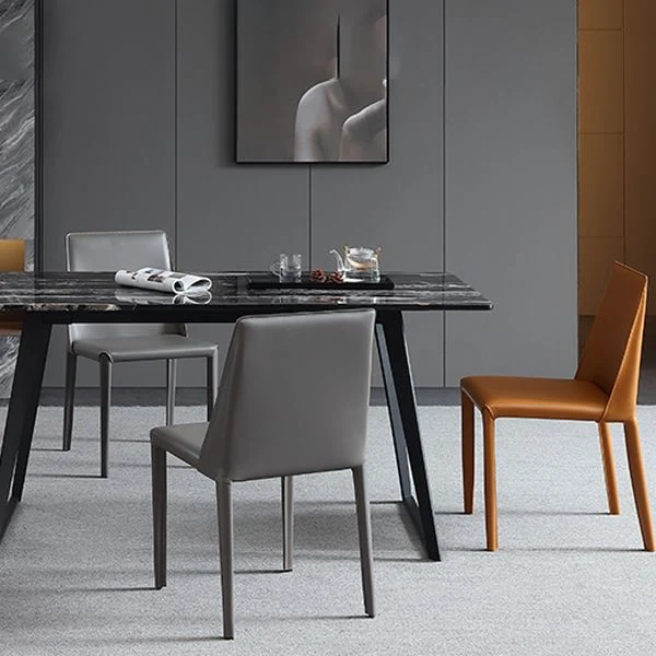 Sedie senza braccioli per sala da pranzo glamour Sedie da pranzo con base metallo ecopelle Clearhalo
