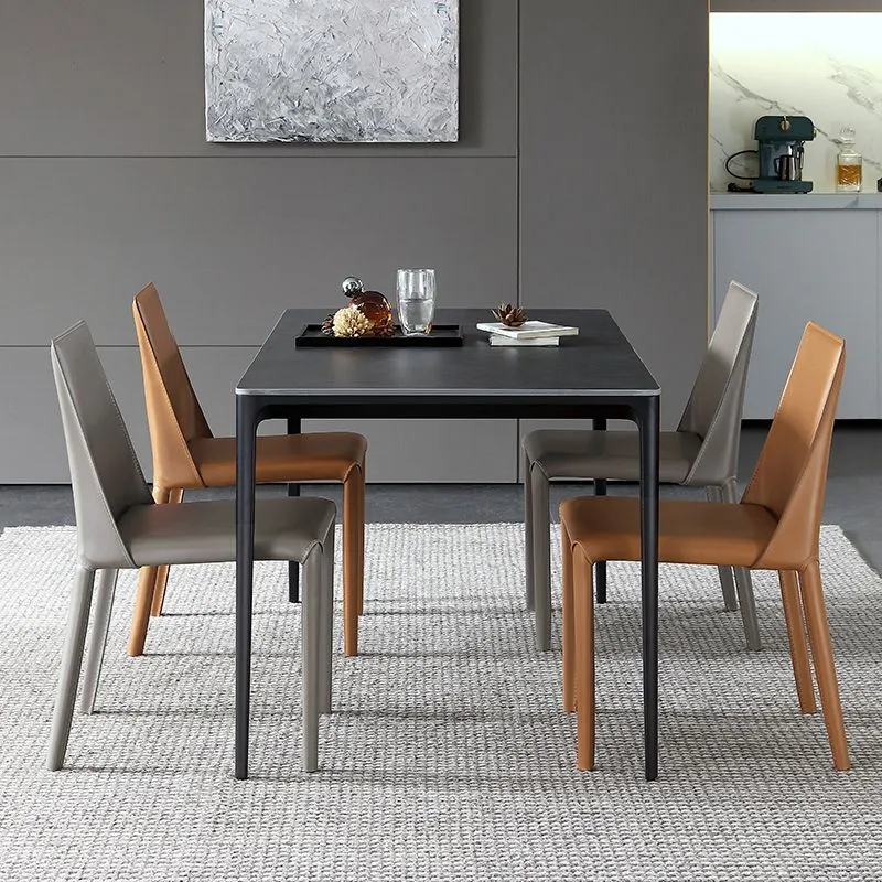 Sedie senza braccioli per sala da pranzo glamour Sedie da pranzo con base metallo ecopelle Clearhalo