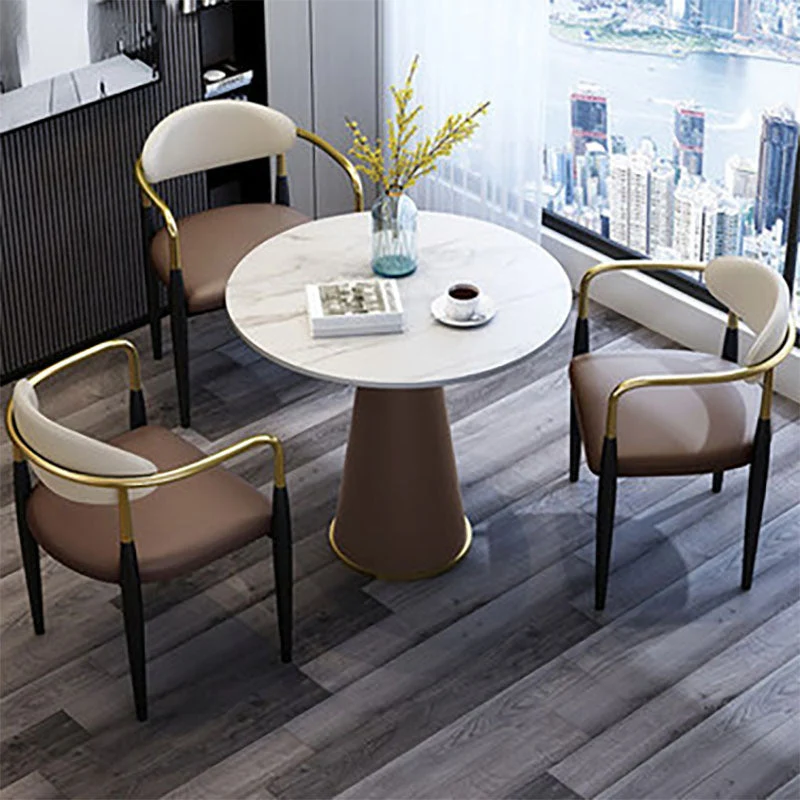 Sedie stile moderno Sedia da cucina con braccioli e gambe metallo Clearhalo