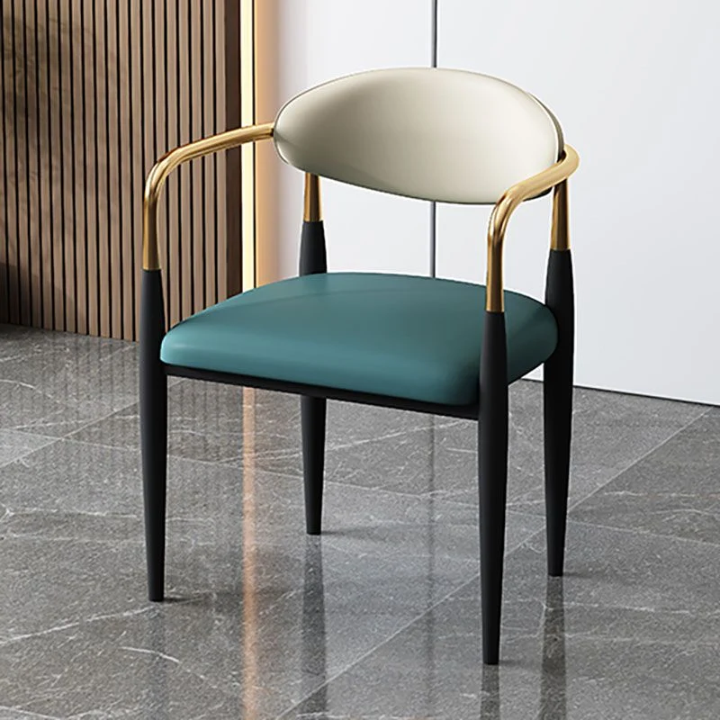 Sedie stile moderno Sedia da cucina con braccioli e gambe metallo Clearhalo