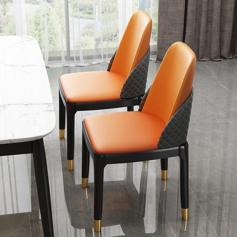 Sedie stile nordico Sedia da pranzo Parsons poliuretano con gambe legno per cucina Clearhalo