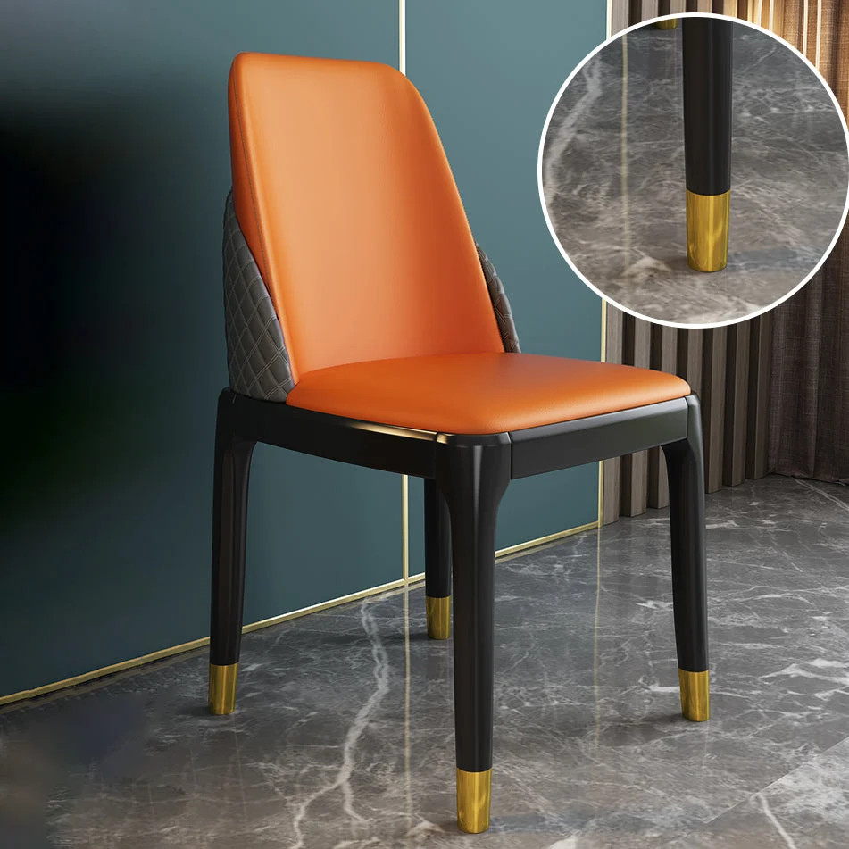 Sedie stile nordico Sedia da pranzo Parsons poliuretano con gambe legno per cucina Clearhalo