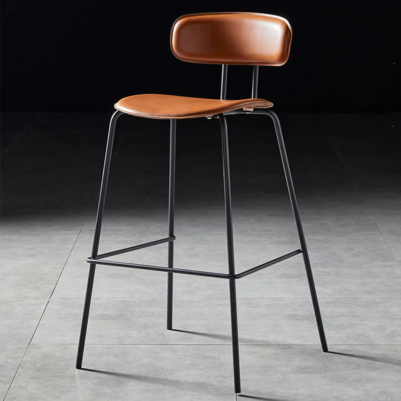 Seggiolone da bar con schienale pelle stile nordico, seggiolone da reception Clearhalo