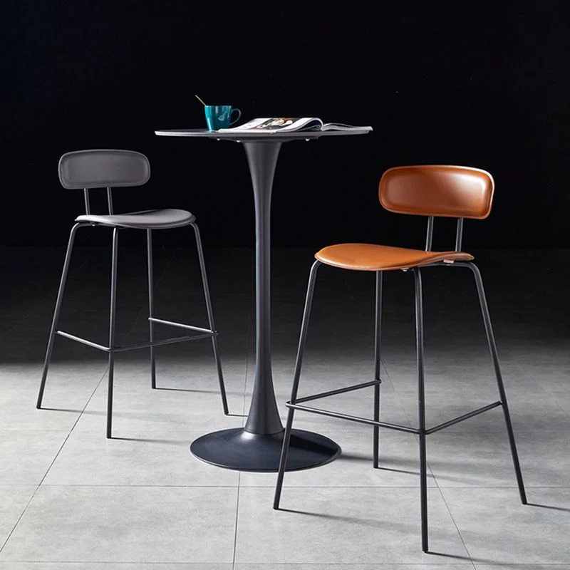 Seggiolone da bar con schienale pelle stile nordico, seggiolone da reception Clearhalo