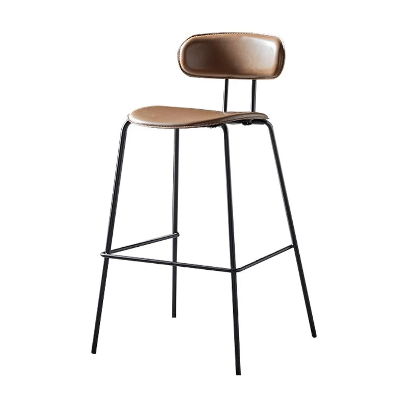 Seggiolone da bar con schienale pelle stile nordico, seggiolone da reception Clearhalo