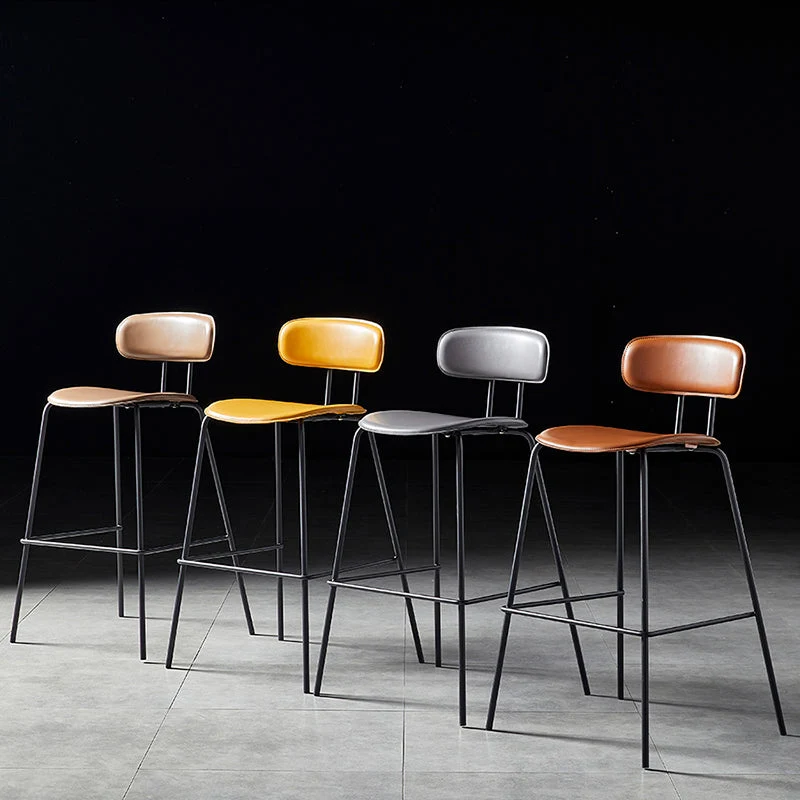 Seggiolone da bar con schienale pelle stile nordico, seggiolone da reception Clearhalo