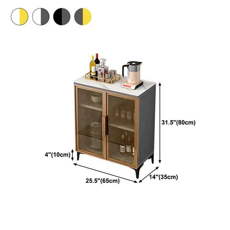 Server buffet stile contemporaneo con ante vetro e server da cucina con piano pietra per sala da pranzo Clearhalo