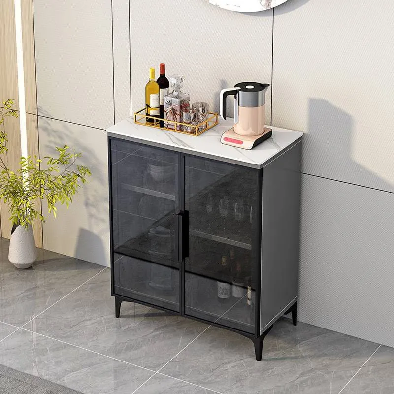 Server da cucina stile glam con piano pietra per buffet con ante vetro per sala da pranzo Clearhalo