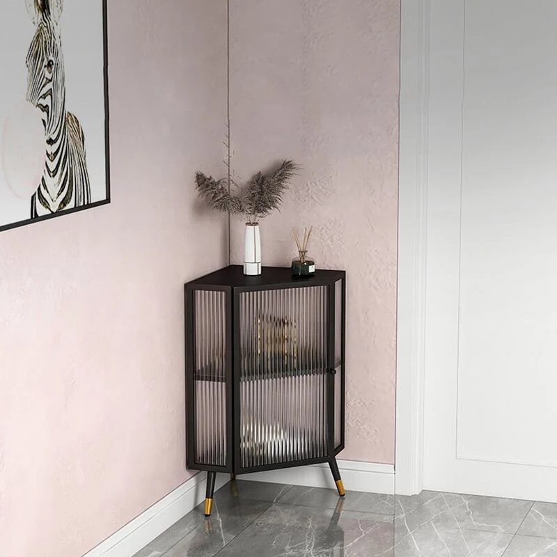 Server da cucina stile glam, con porta vetro, struttura ferro, server per buffet per soggiorno Clearhalo
