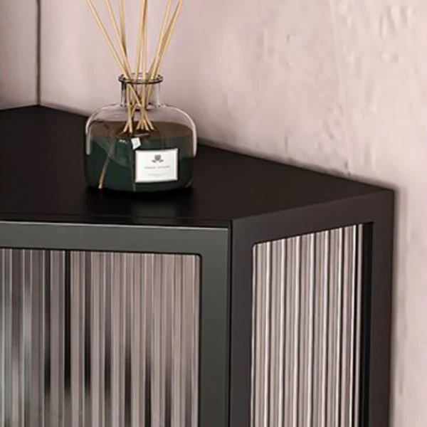 Server da cucina stile glam, con porta vetro, struttura ferro, server per buffet per soggiorno Clearhalo