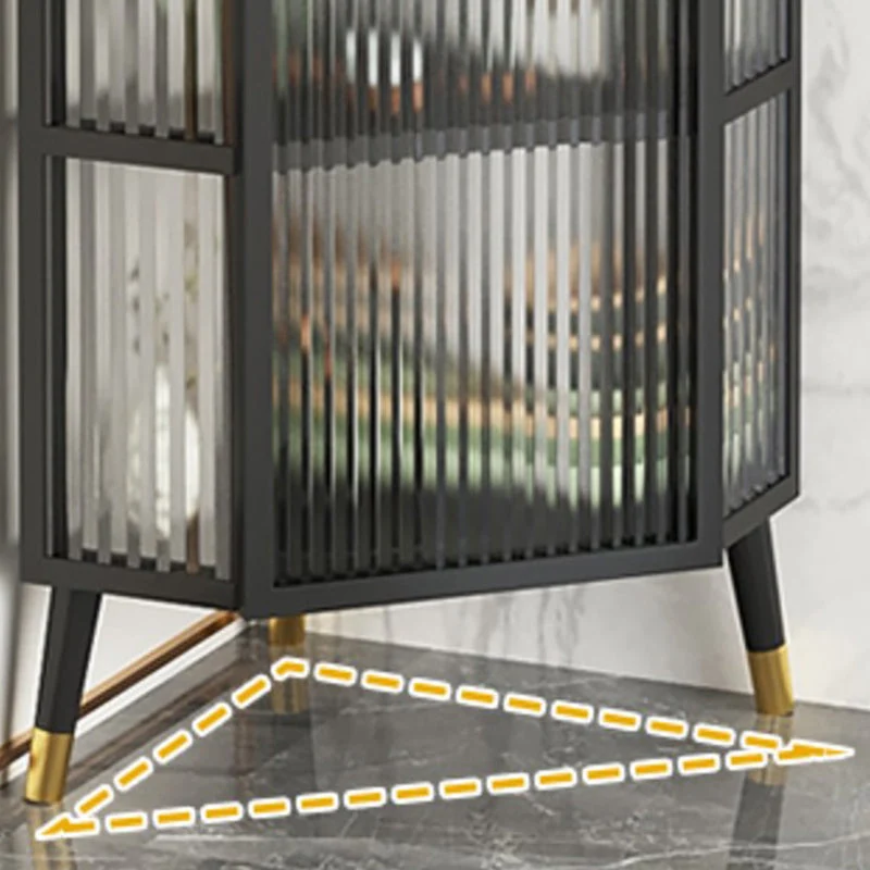 Server da cucina stile moderno con porta vetro e struttura metallo, per soggiorno Clearhalo