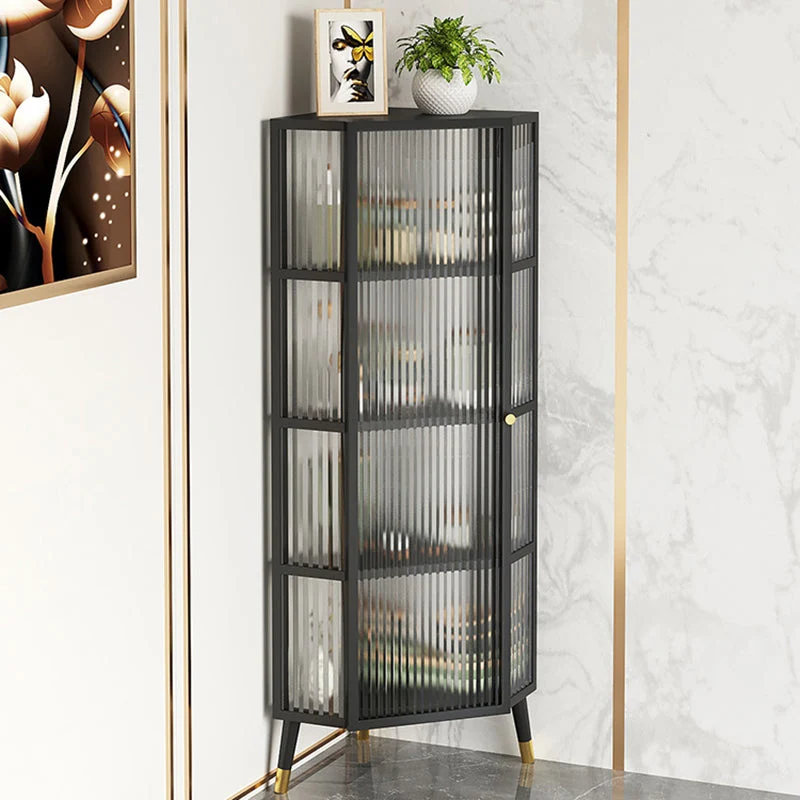 Server da cucina stile moderno con porta vetro e struttura metallo, per soggiorno Clearhalo
