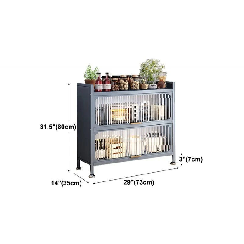 Server da cucina stile moderno Server con struttura metallo con ante vetro per soggiorno Clearhalo