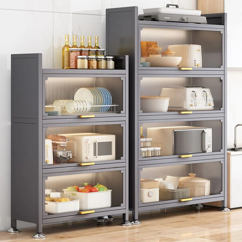 Server da cucina stile moderno Server con struttura metallo con ante vetro per soggiorno Clearhalo