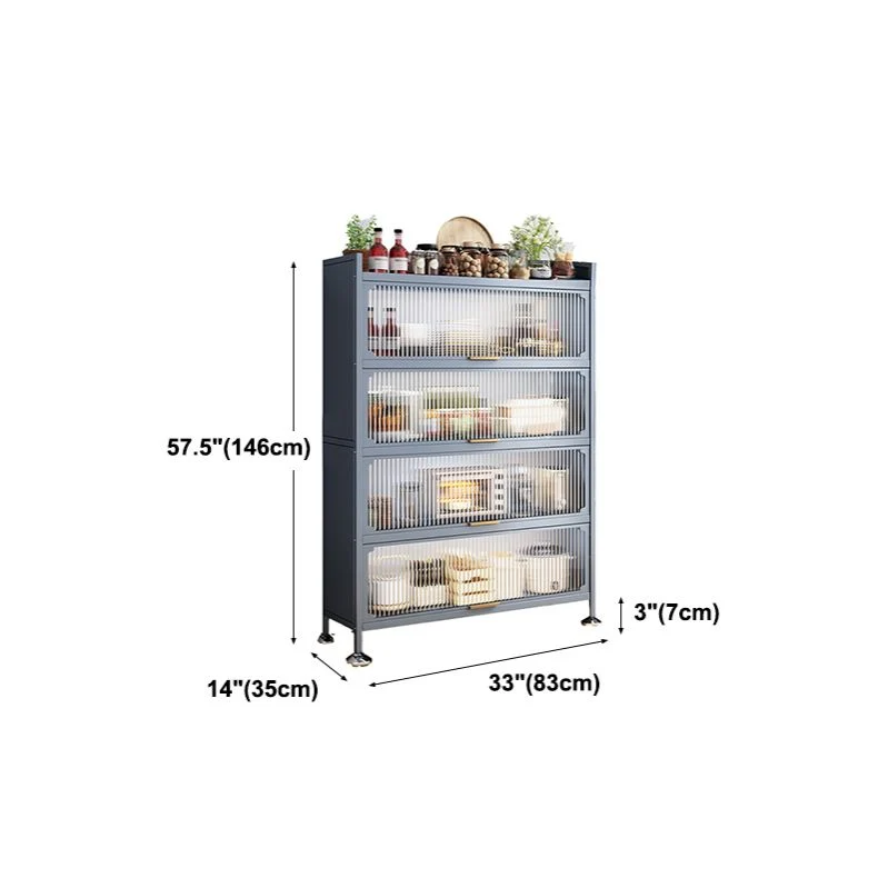 Server da cucina stile moderno Server con struttura metallo con ante vetro per soggiorno Clearhalo