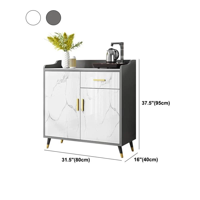 Server Glam Style Server superiore pietra sinterizzata con porta e cassetto per uso domestico Clearhalo