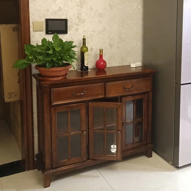 Server da pranzo moderno legno di frassino marrone Server da pranzo moderno con ante e cassetti Clearhalo